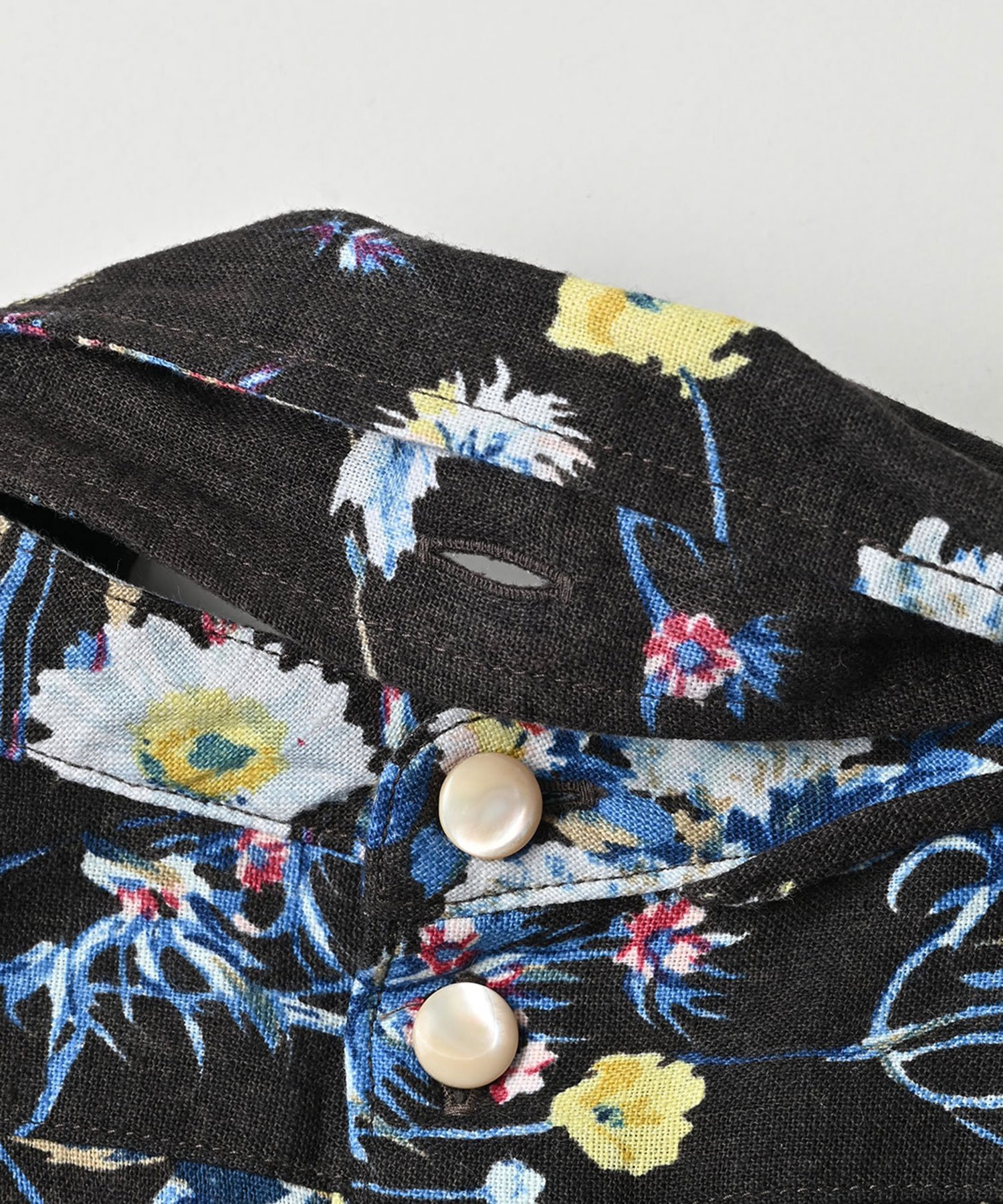 45R｜インドカディブーケストライププリントのリボンブラウス