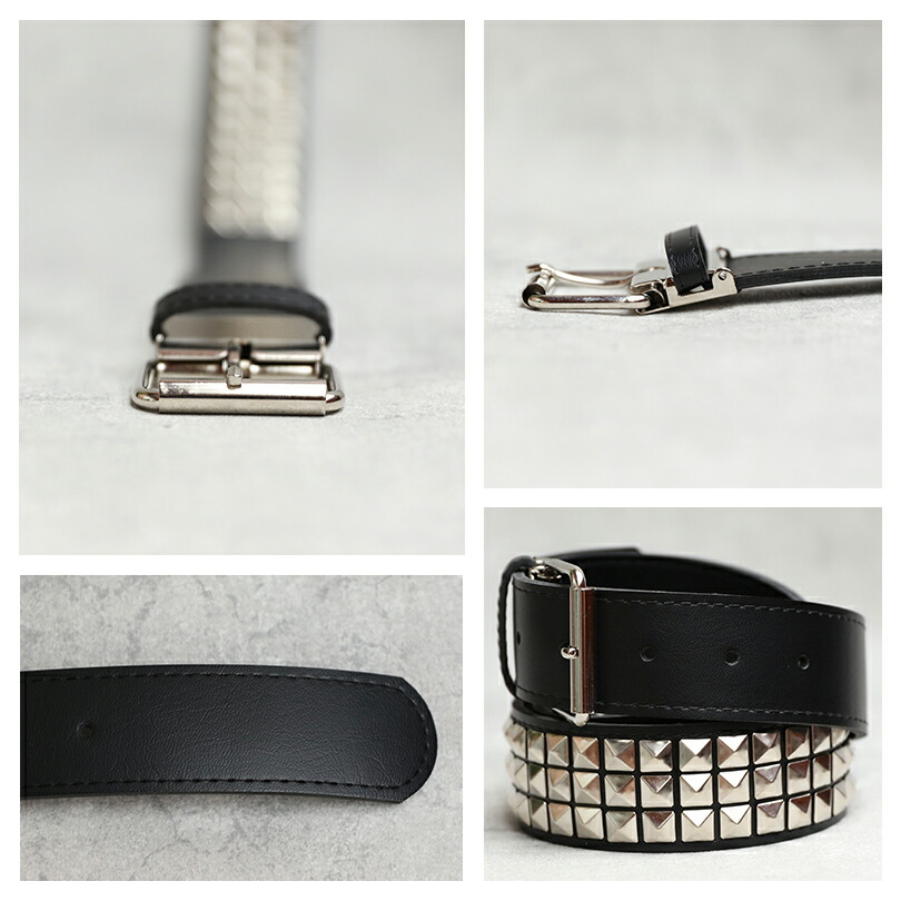 楽天市場】新作 ベルト メンズ 3連 ピラミッド スタッズベルト 全1色