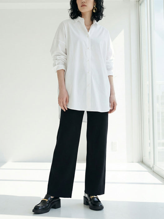 着るシアバター］シアバターリブニット・ストレートパンツ — B-THREE