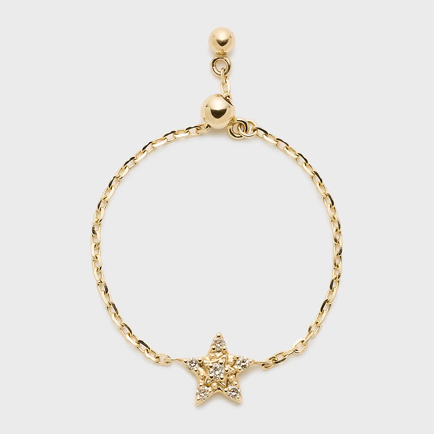 Tiny Motif】K10ダイヤモンドスターチェーンリング（0.02ct）｜リング