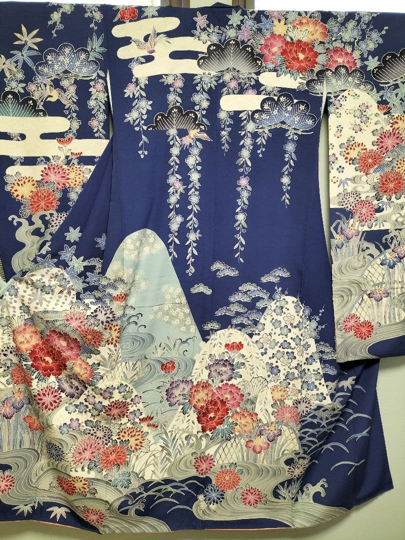 加賀友禅振袖　正絹　藍色　美品　縁起良い柄　成人式　長襦袢つき 楽天市場】≪20%OFF/スーパーSALE≫本加賀友禅 訪問着 販売 仕立て付き