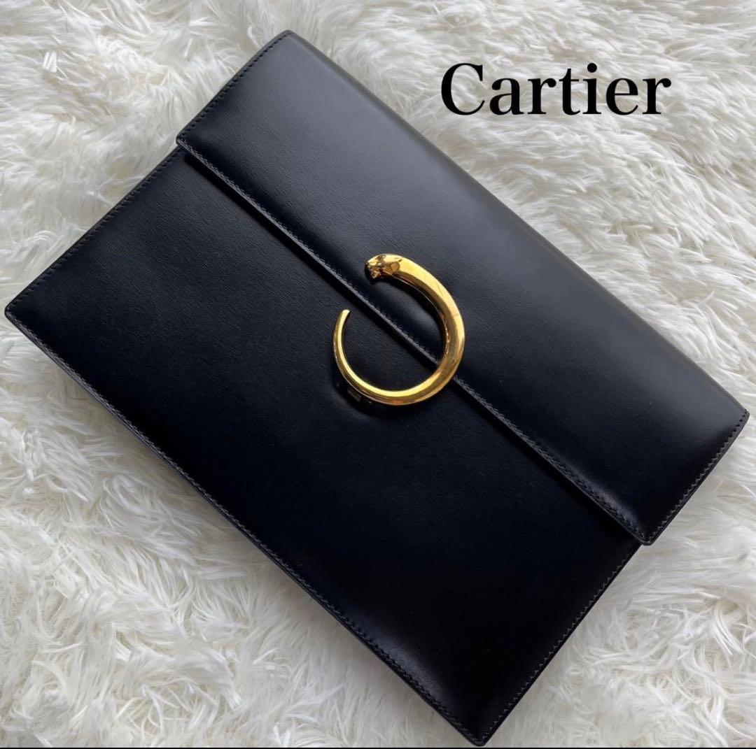 【美品】Cartier カルティエ パンテール クラッチバッグ レザー ブラック Cartier カルティエ パンテール クラッチバッグ ブラック×レッド