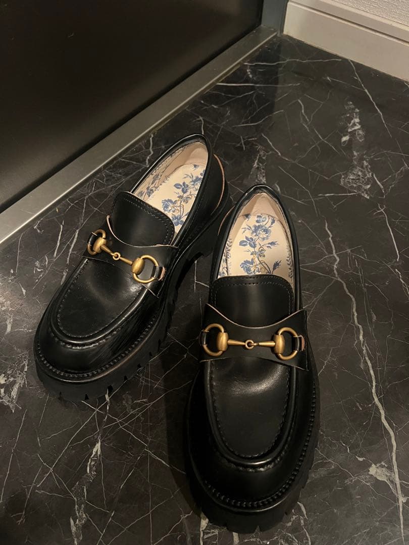 GUCCI厚底 ホースビットブラック レザー ローファー 二子玉)GUCCI グッチ ホースビットローファー レザー プラットフォーム