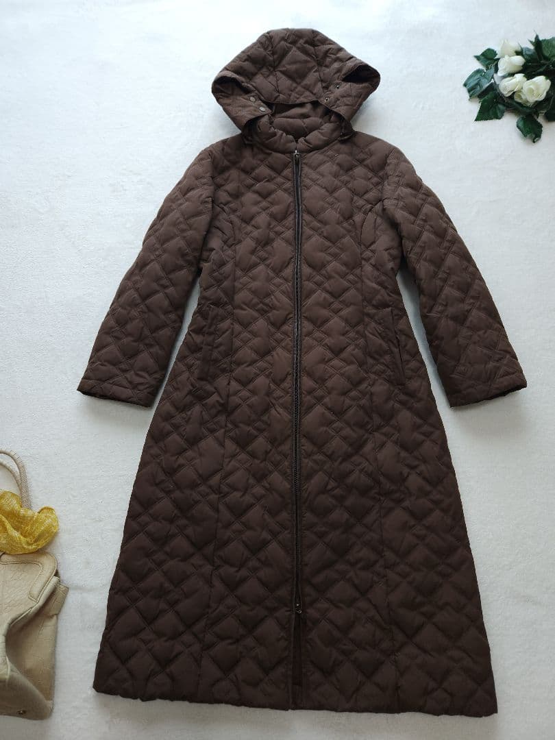 AIGNER 美品 高級ロングコート フード*着脱可能 フォックスファーフーディーウールロングコート「K1162」-RUIRUE BOUTIQUE